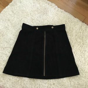 Genuine suede leather skirt black small